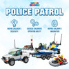 Play Build Police Patrol Building Blocks Set - 453 Pieces - STEM Set w Car, Speed Boat, Raft, Parts and Policemen - 3D Puzzle Bricks Build - Boys & Girls Ages 6+