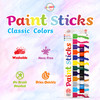 Playkidiz Paint Sticks, 12 Pack, Classic Colors, Twistable Crayon Paint Sticks, Mess-Free Tempera & Poster Paint, Quick Drying, Great Birthday Gift, Ages 3+