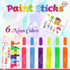 Playkidiz Paint Sticks, 6 Pack, Neon Colors, Twistable Crayon Paint Sticks, Mess-Free Tempera & Poster Paint, Quick Drying, Great Birthday Gift, Ages 3+