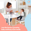 Booster Seat for Dining Table, Portable Highchair Easy Fold and Go. Smart Clean Snap-On Tray, Grows from Baby to Toddler Seat.