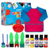 Washable Kids Paint Set, 32 Piece Complete Paint Set For Kids, Includes Washable Paint, Painting Sponges, Smock and Mixing Bowl.