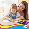 Playkidiz Rainbow Watercolor Washable Classic Colors Painting Set, 12 Piece Complete Paint Set For Kids, Includes 6 Foam Paintbrushes and 6 Watercolor Paints.