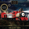 FAO Schwarz 1006832 Classic Motorized Train Set, Complete Toy Set with Engine, Cargo, 18' of Modular Tracks, Red/ Black, Pack of 30