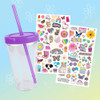 Fashion Angels Fresh Vibes DIY Sticker Tumbler - (12690) Design Your Own Tumbler with Waterproof Vinyl Stickers, Cute Fun Gifts for Girls, Straw Tumbler for Ages 8 and Up