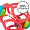 OgoBolli Rattle & Teether Toy for Babies - Tactile Sensory Ball - Stretchy, Soft Non-Toxic Silicone - Ages 6 Months and up - Red