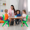 Playkidiz Kids Plastic Chair Set of 2- Preschool Chairs for Toddlers Kids 23" H - Stackable Kids Chairs with Perfect Design for School Playroom Daycare Home - Green