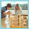 Play Build Wooden Building Blocks Set - 200-Piece Plank Block Construction Toys, STEM Educational Wood Toy for Kids and Toddlers
