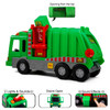 Playkidiz Kids 15" Garbage Truck Toy with Lights, Sounds, and Manual Trash Lid, Interactive Early Learning Play for Kids, Indoor and Outdoor Safe, Heavy Duty Plastic