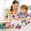 PlayBuild Tubular Spout Construction Building Blocks, Constructor Toy, Tubo Fun Educational Building Construction Toys with Wheels and Easy Storage Plastic Container.