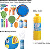 Ultimate Bubble Solutions to Keep The Kids Occupied - 32 oz Bubble Refill, Mini Blowers, [2] 8oz Solution Refills, Blaster Gun, Handheld Fan Jumbo Wand Bouncy Game Paddle, Fish