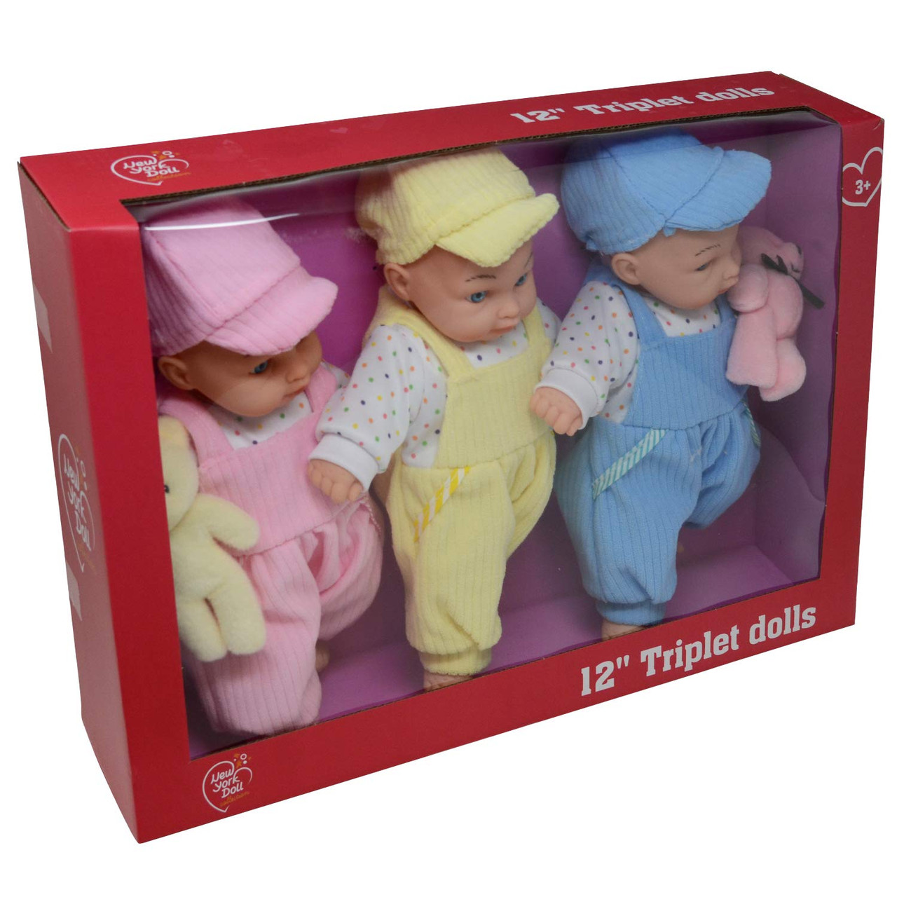 Triplet Baby Dolls Toy Baby Doll Accessories Gift Set for Toddler and