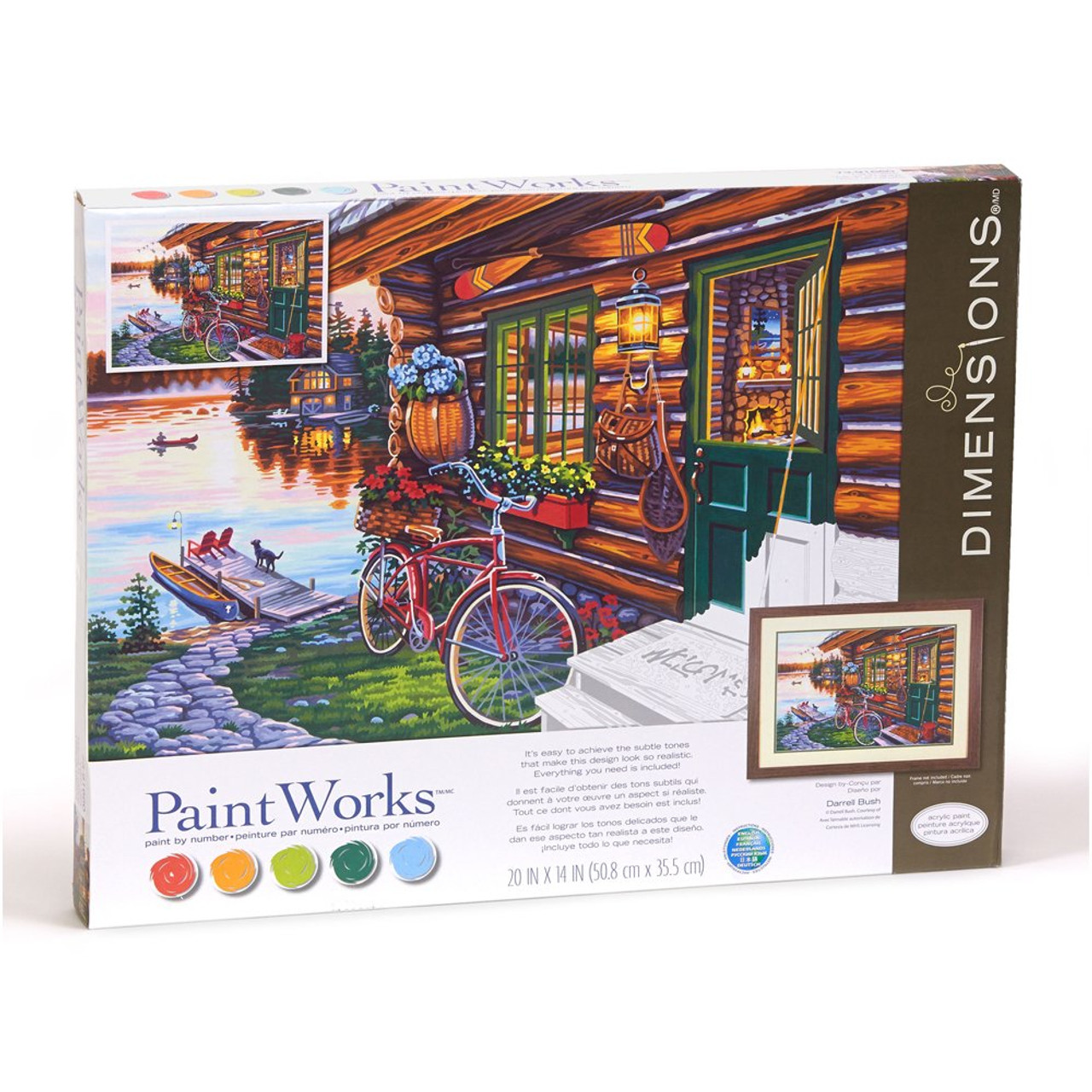 DIMENSIONS 73-91660 Cabin View Paint by Numbers for Adults, 20'' W