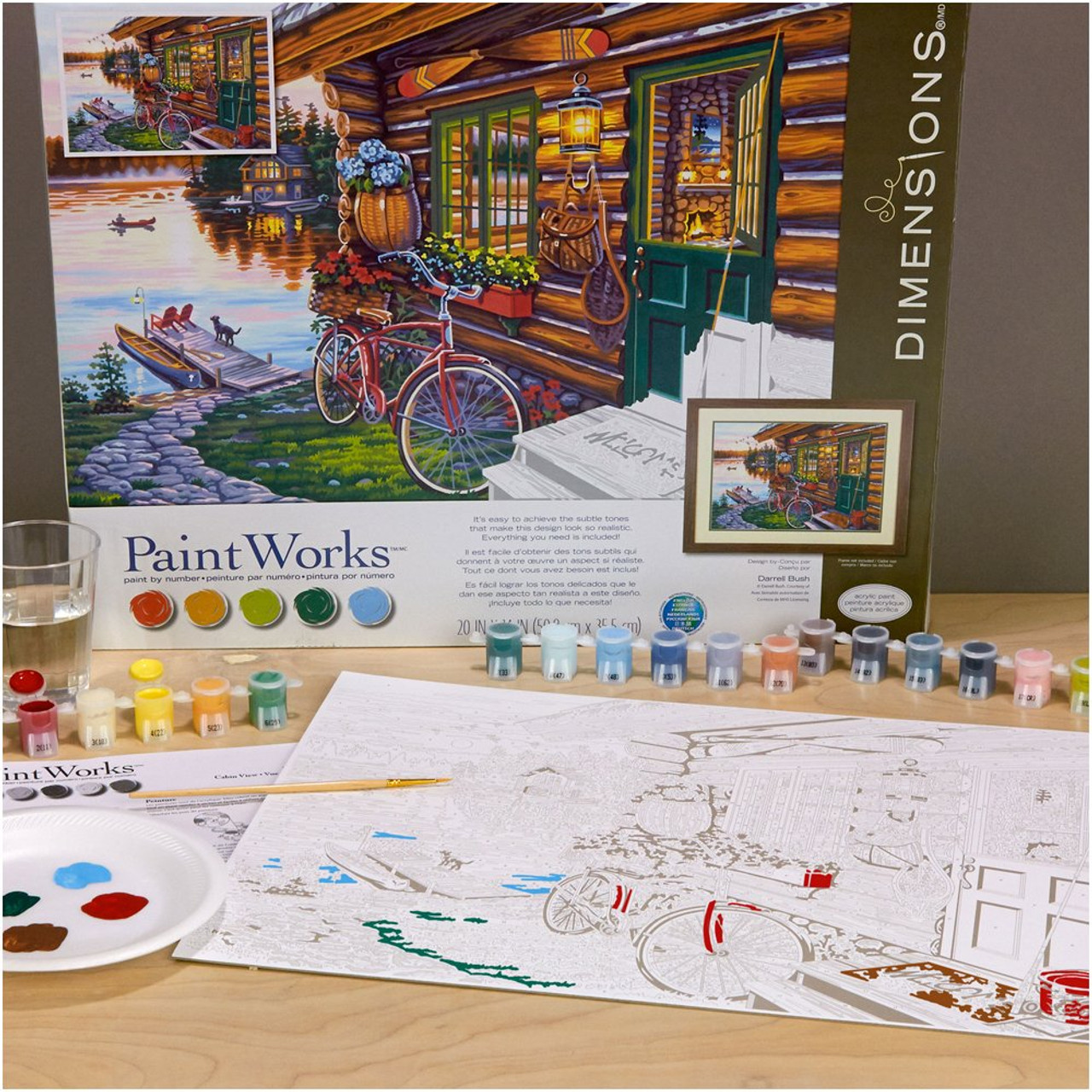 DIMENSIONS 73-91660 Cabin View Paint by Numbers for Adults, 20'' W x 14'' L  - Toys 4 U