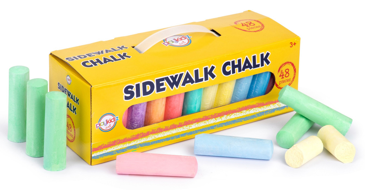 48 Piece Sidewalk Chalk Assortment of Colors Great for Playing Outdoors  Comes with a Convenient Carrying Case and Handle - Toys 4 U