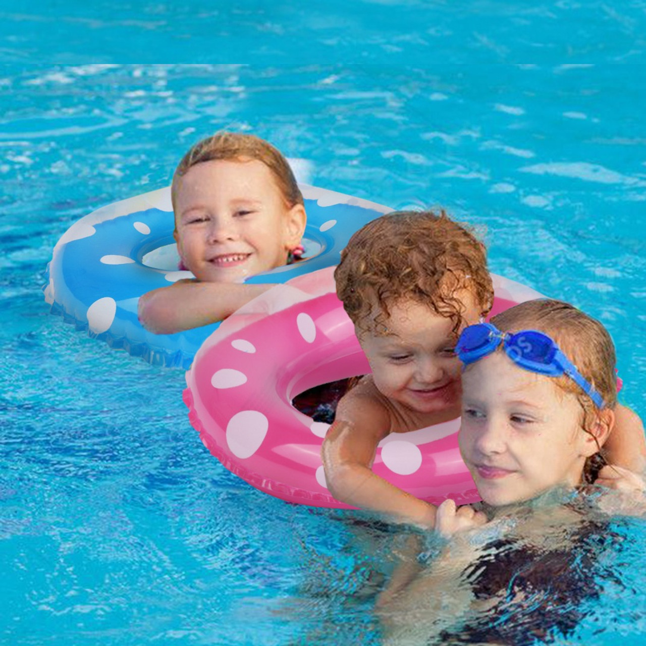 90cm NOVELTY DONUT SWIMMING INFLATABLE RUBBER SWIM RING HOLIDAY POOL FUN KIDS 