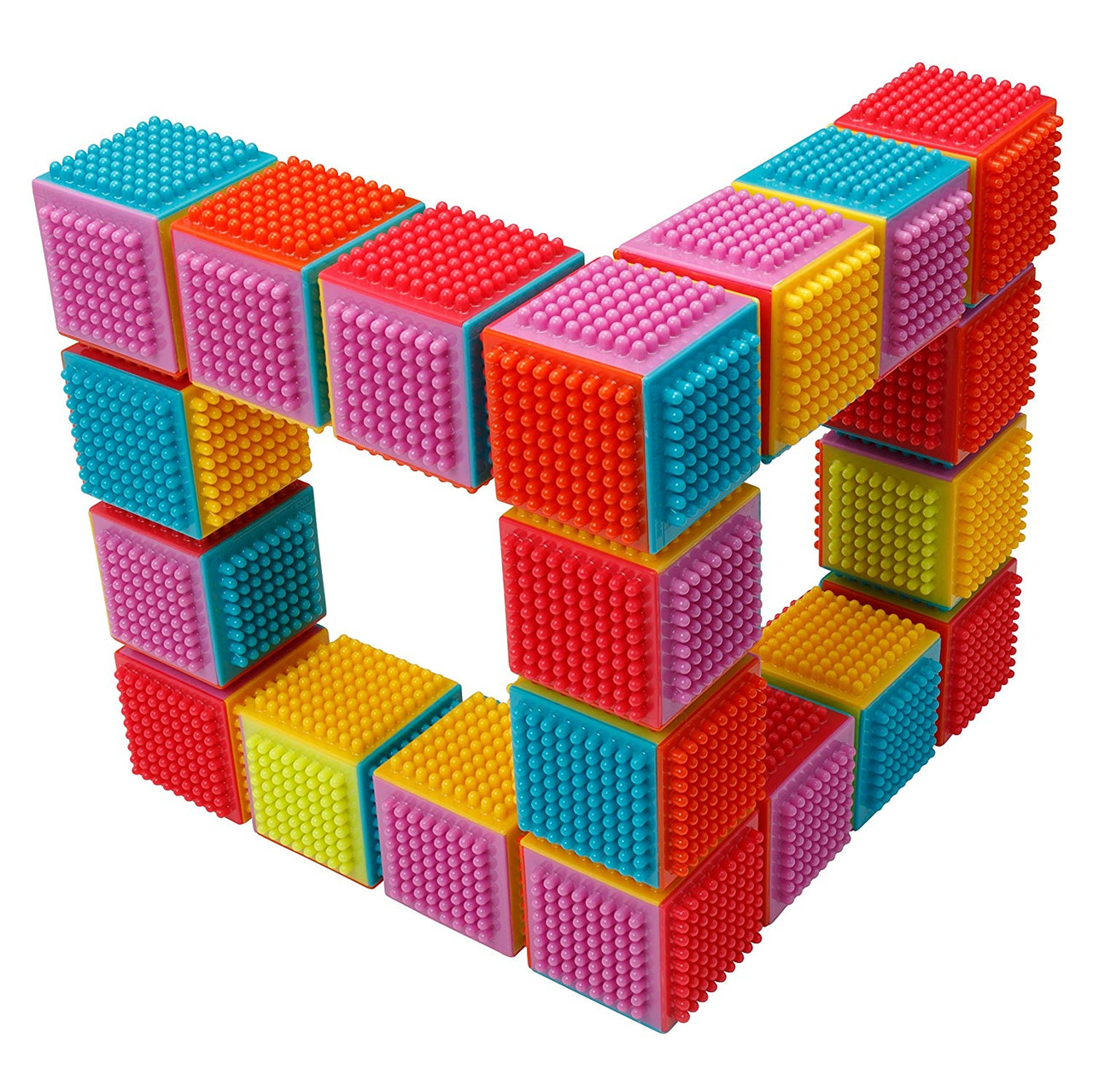 Playkidz Super Durable 24 Pcs Stacking Bristle Blocks Building Set