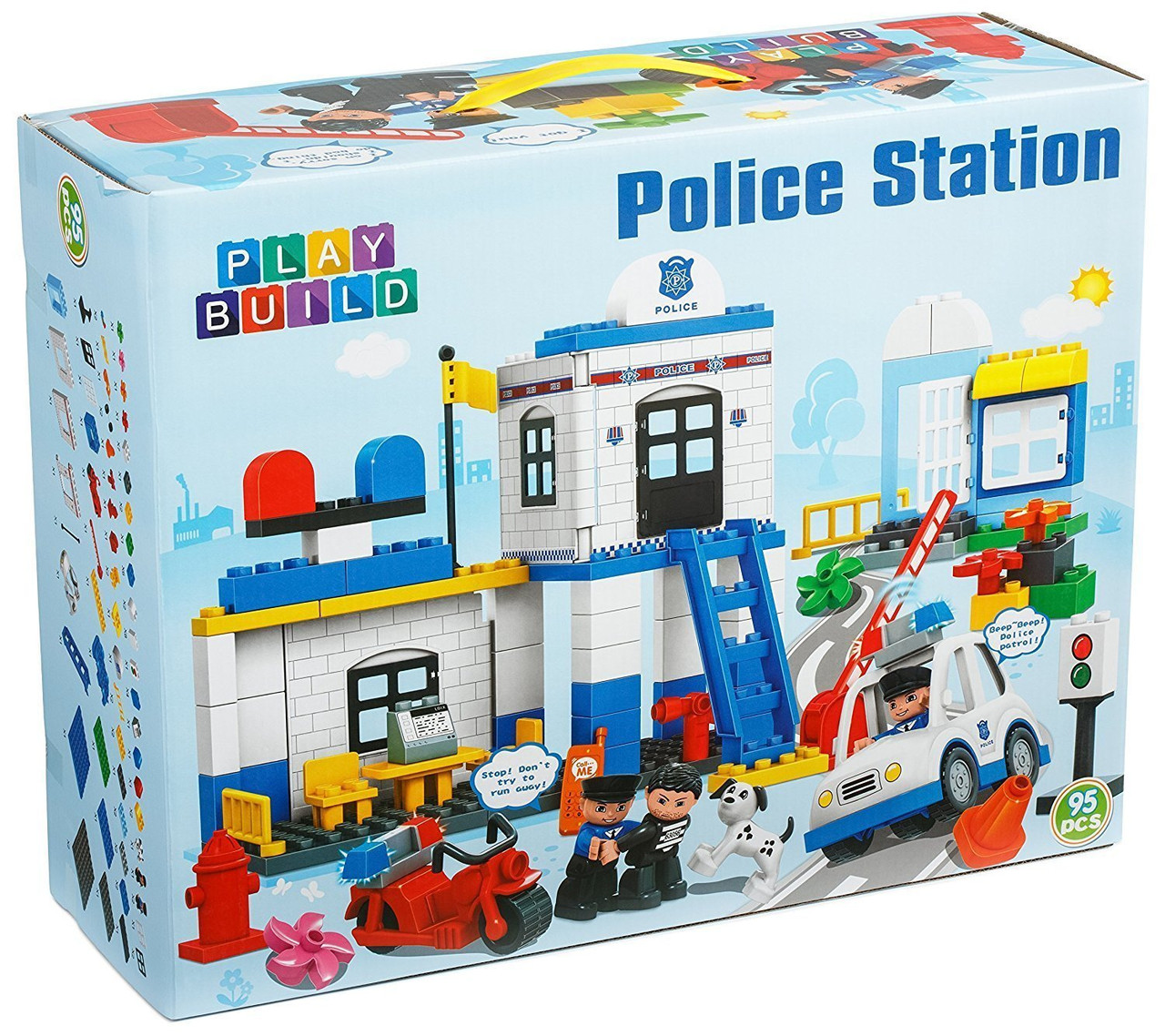 Kids Building blocks police station toy set 376 pieces - Building Toys