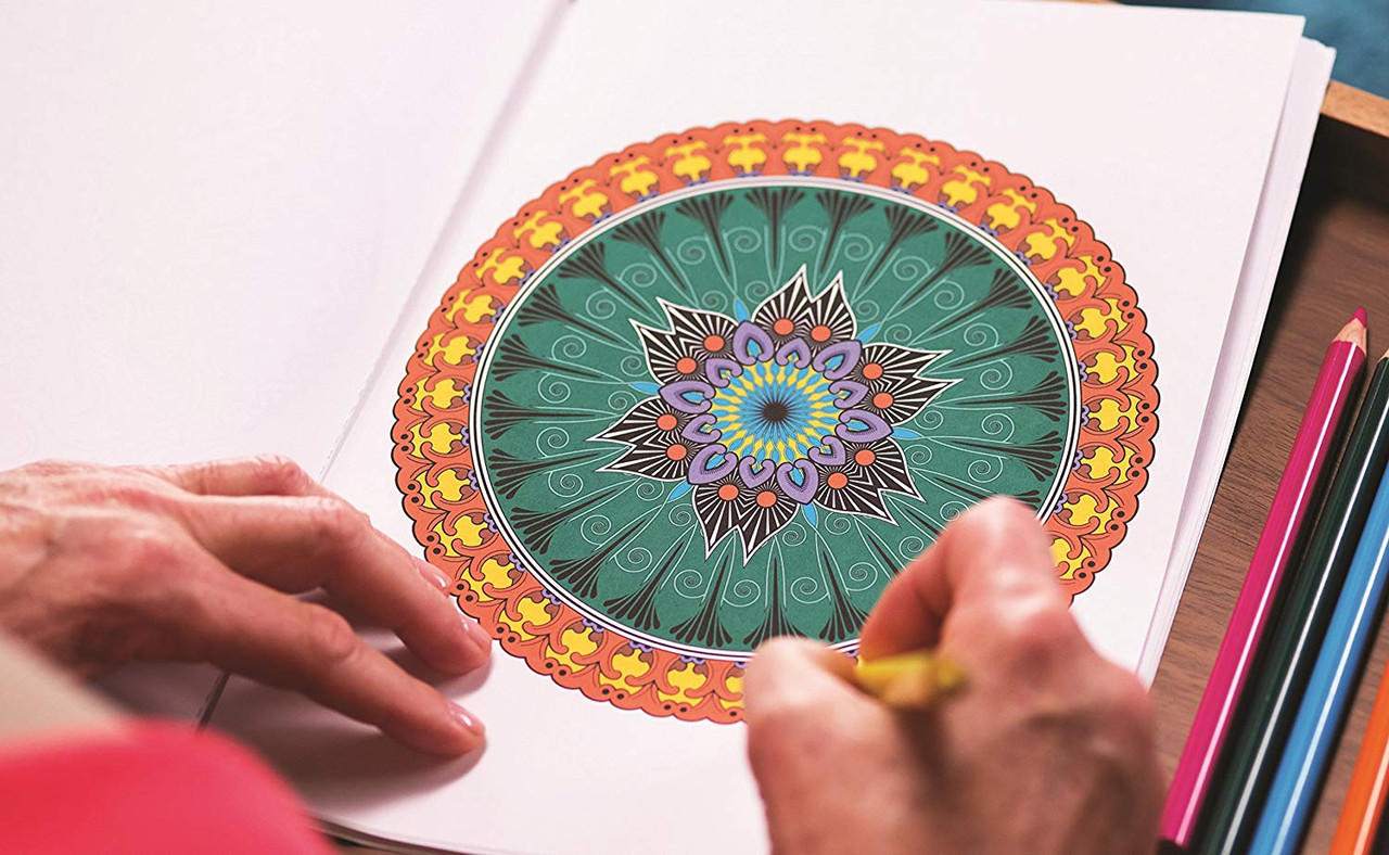 Color TherapyA® Adult Coloring Book with Colored Pencils