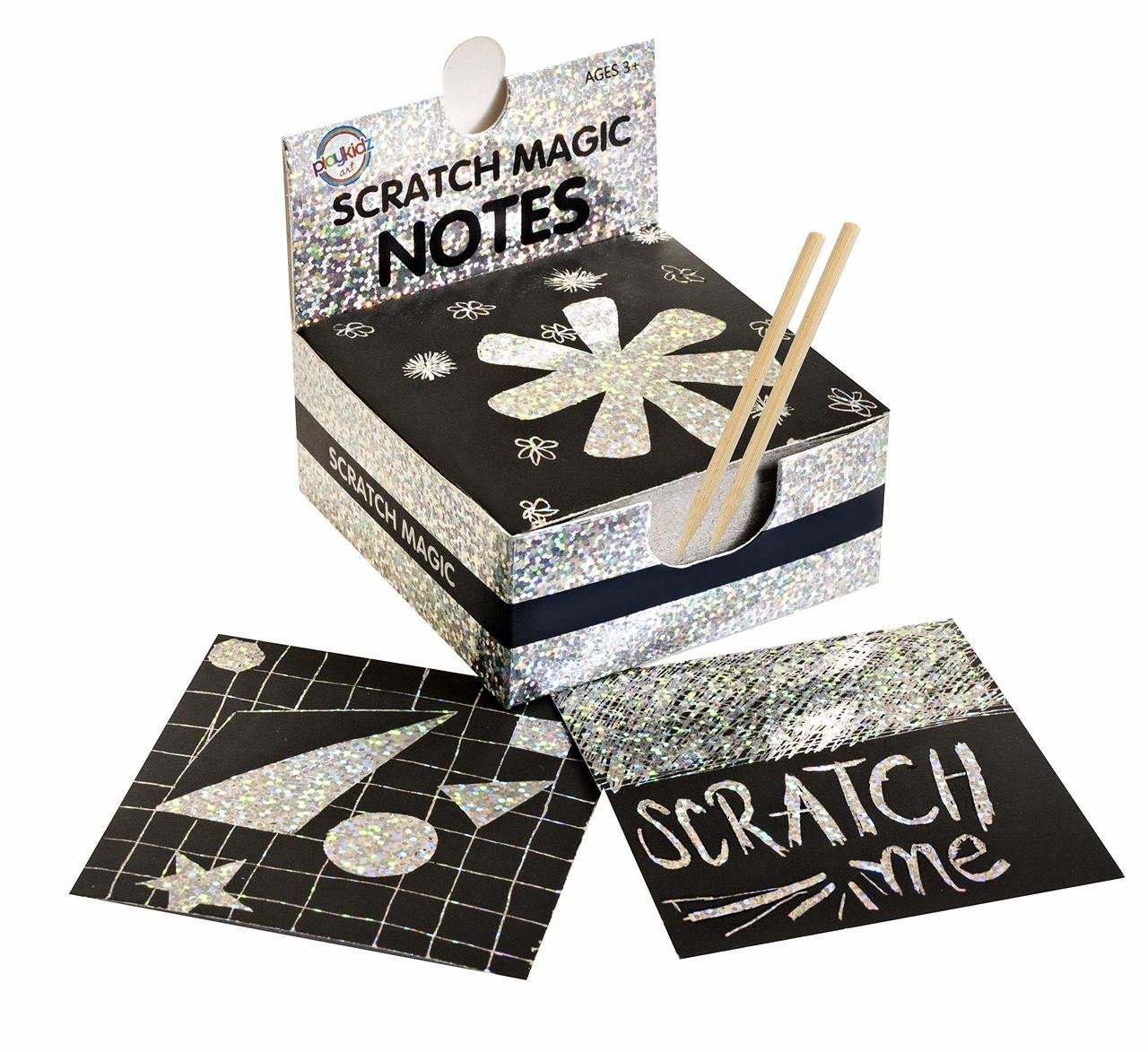 Playkidiz Scratch Paper Art Box, 100 Scratch Off Notes, Neat