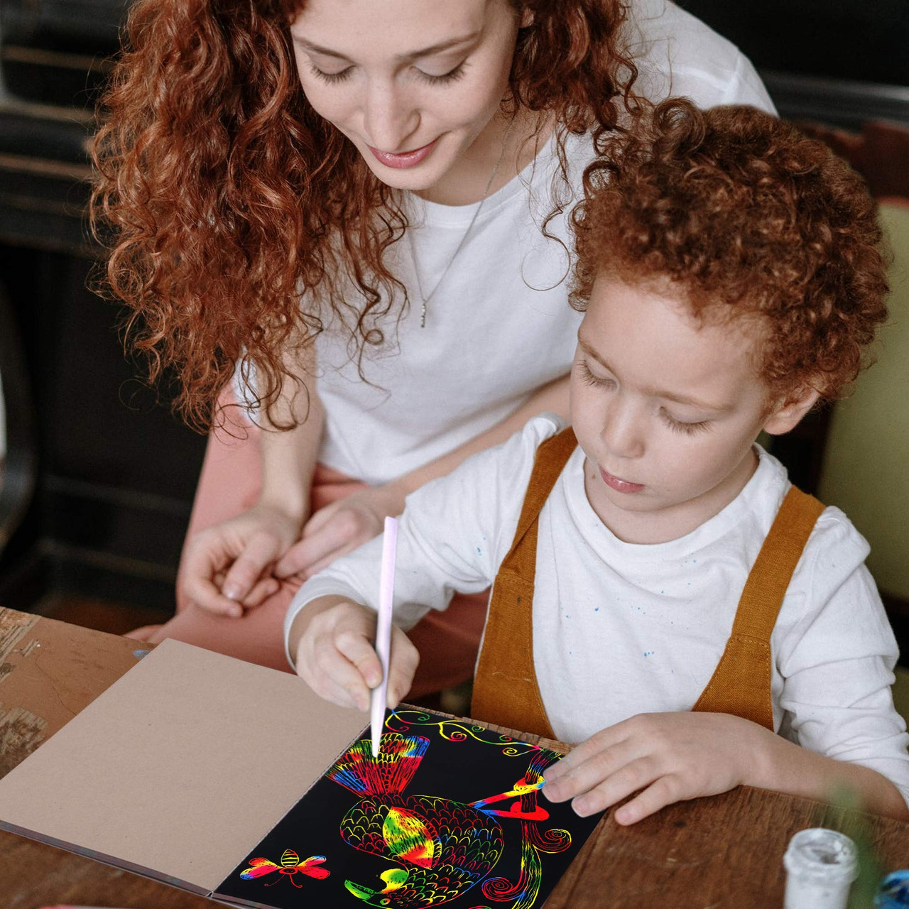 50 Scratch Art Rainbow Paper Scratchboard for Kids Craft Drawing Writing