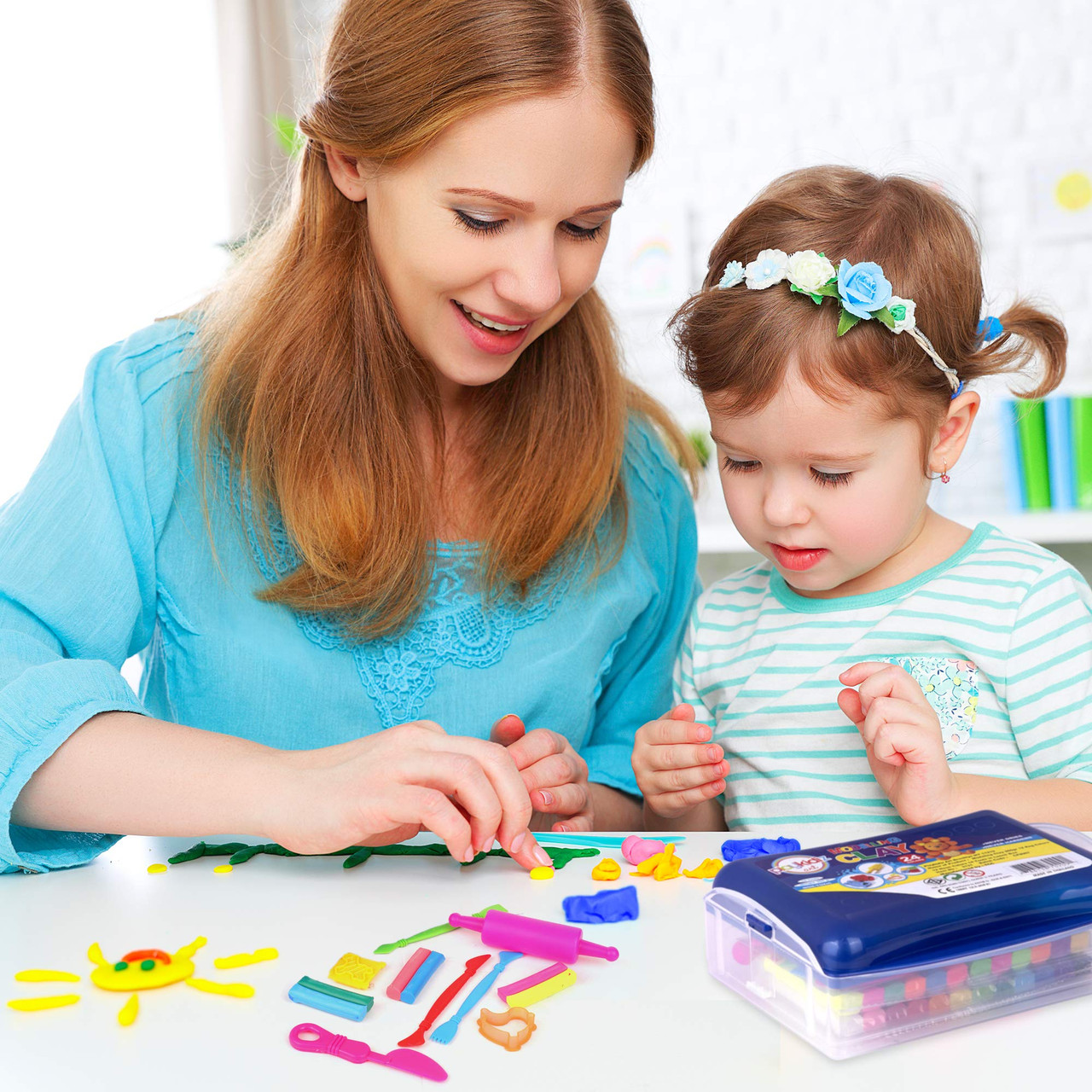 Playkidiz Art Modeling Clay 260gr 24 Colors and 14 Tools in Lunch