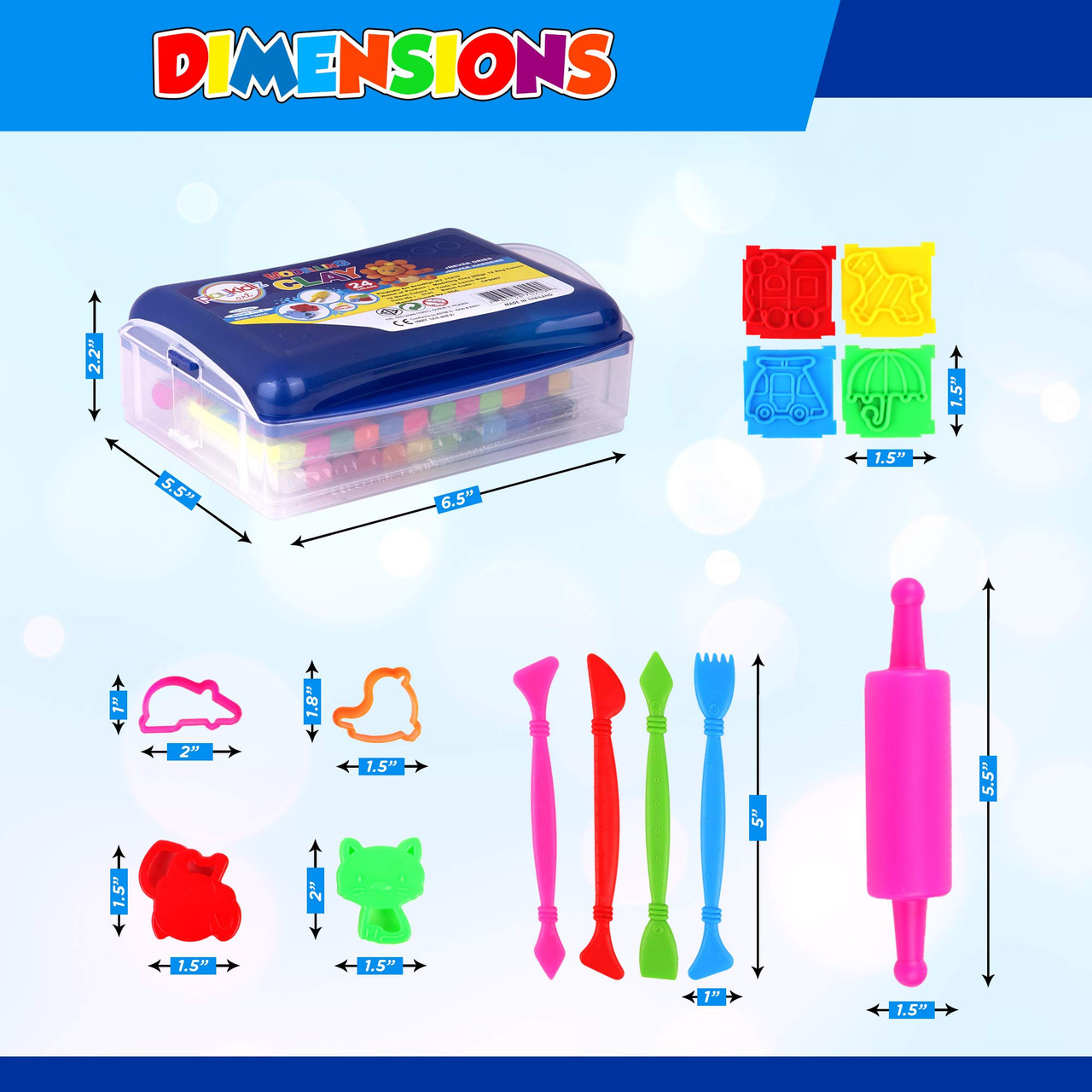 Playkidiz Art Modeling Clay 8 Neon Colors in PVC Clam Shell Box, Beginners  Pack 480 Grams, STEM Educational DIY Molding Set, at Home Crafts for Kids 
