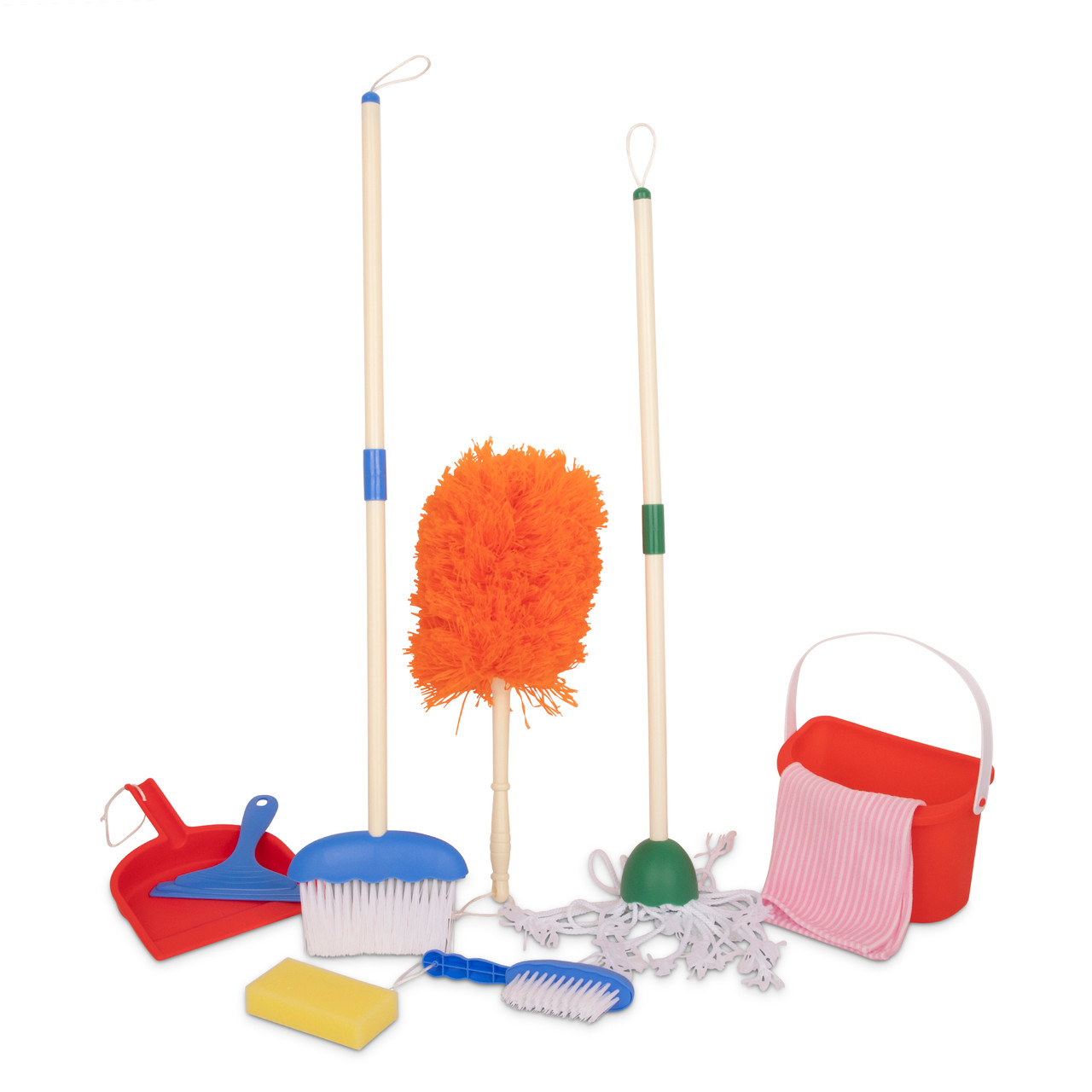 Playkidz Deluxe Cleaning Set, 11Pcs Includes Spray, Mop, Brush, Broom,  Sponge, Squeegee - Play Helper Realistic Housekeeping Set, Recommended for Ages  3+ - Toys 4 U