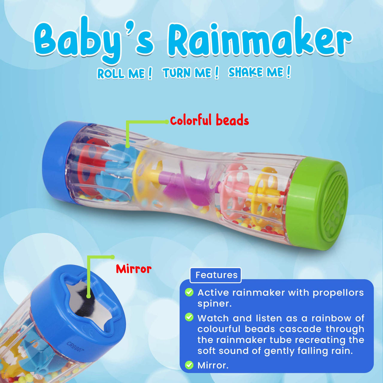 Playkidz 8.5 Rainmaker Rattle Toy for Babies & Toddlers, Kids Rainfall  Rattle Tube, Rain Stick Shaker, Music Sensory Auditory Instrument Toy. -  Toys 4 U