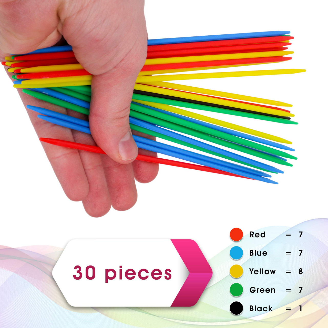 Point Games Pick Up Sticks Tube, Classic Game with 30 Bright Neon