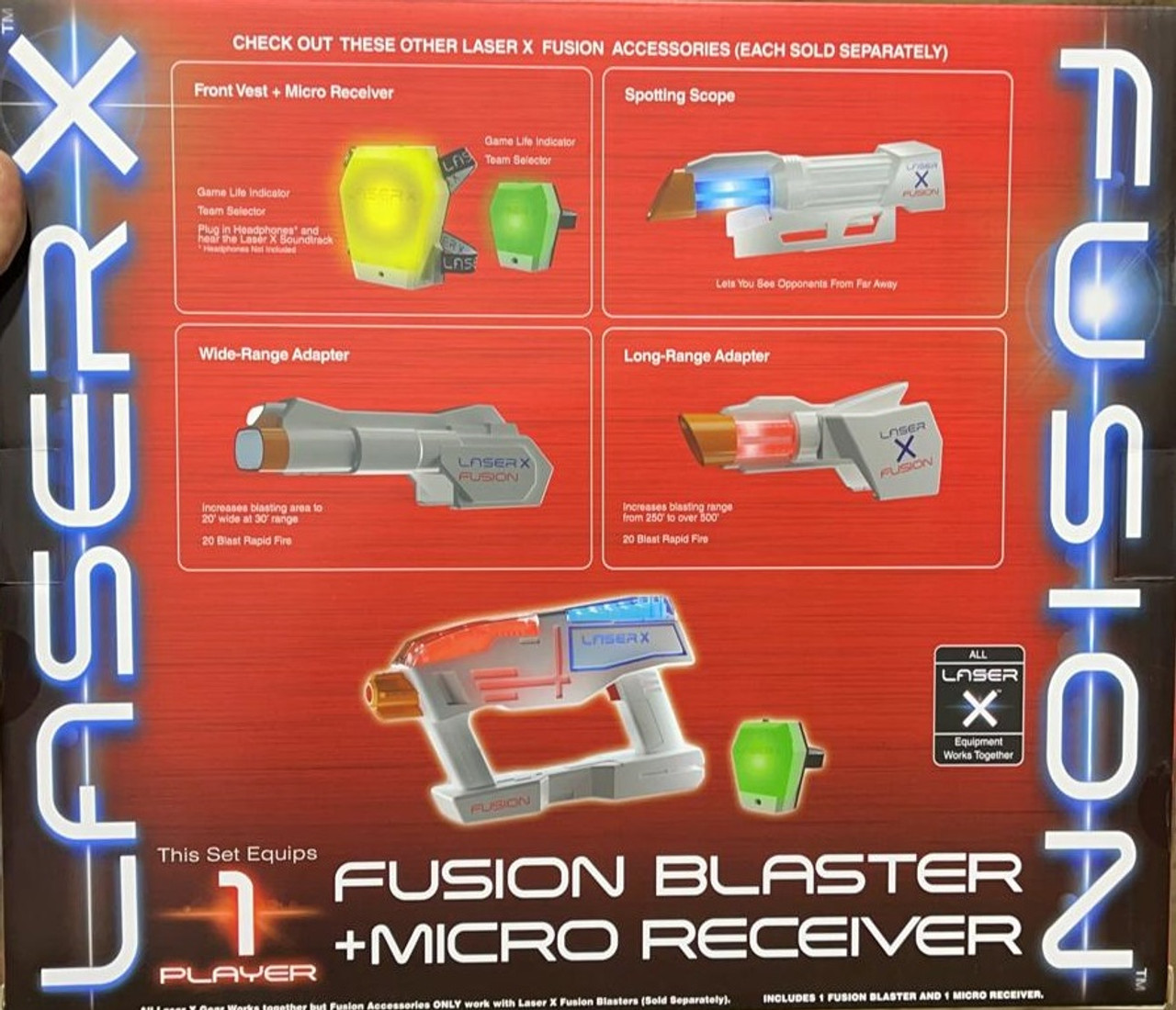 Laser X 2 Pack Fusion Blaster + Micro Receiver, Blaster Toy - One Player  Each Pck - 30 Feet x 20 Wide Range - Fun for at Home or Outdoor  Entertainment