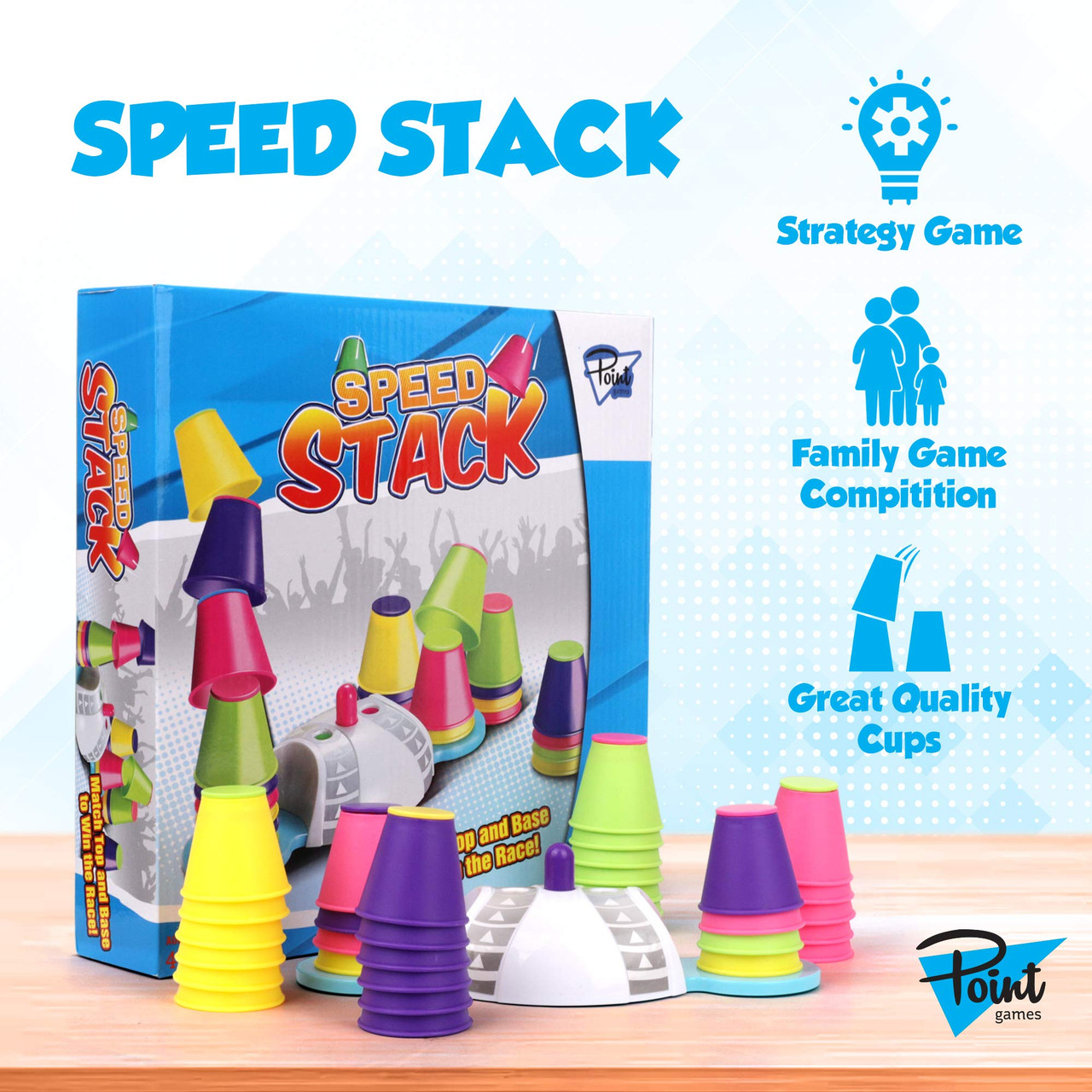 Jeu Speed Cups - 12 Gobelets Colorés, 50 Cartes, Sonnette - Jeu De Rapidité Et D'adresse Pour Toute La Famille - 5