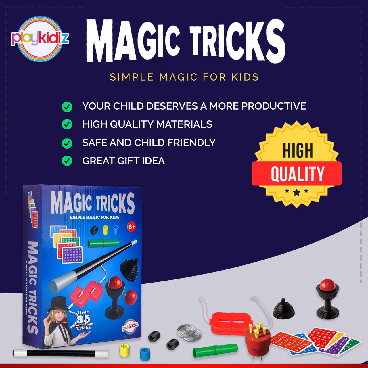 Playkidz Magic Trick for Kids Set 1 - Magic Set with Over 35