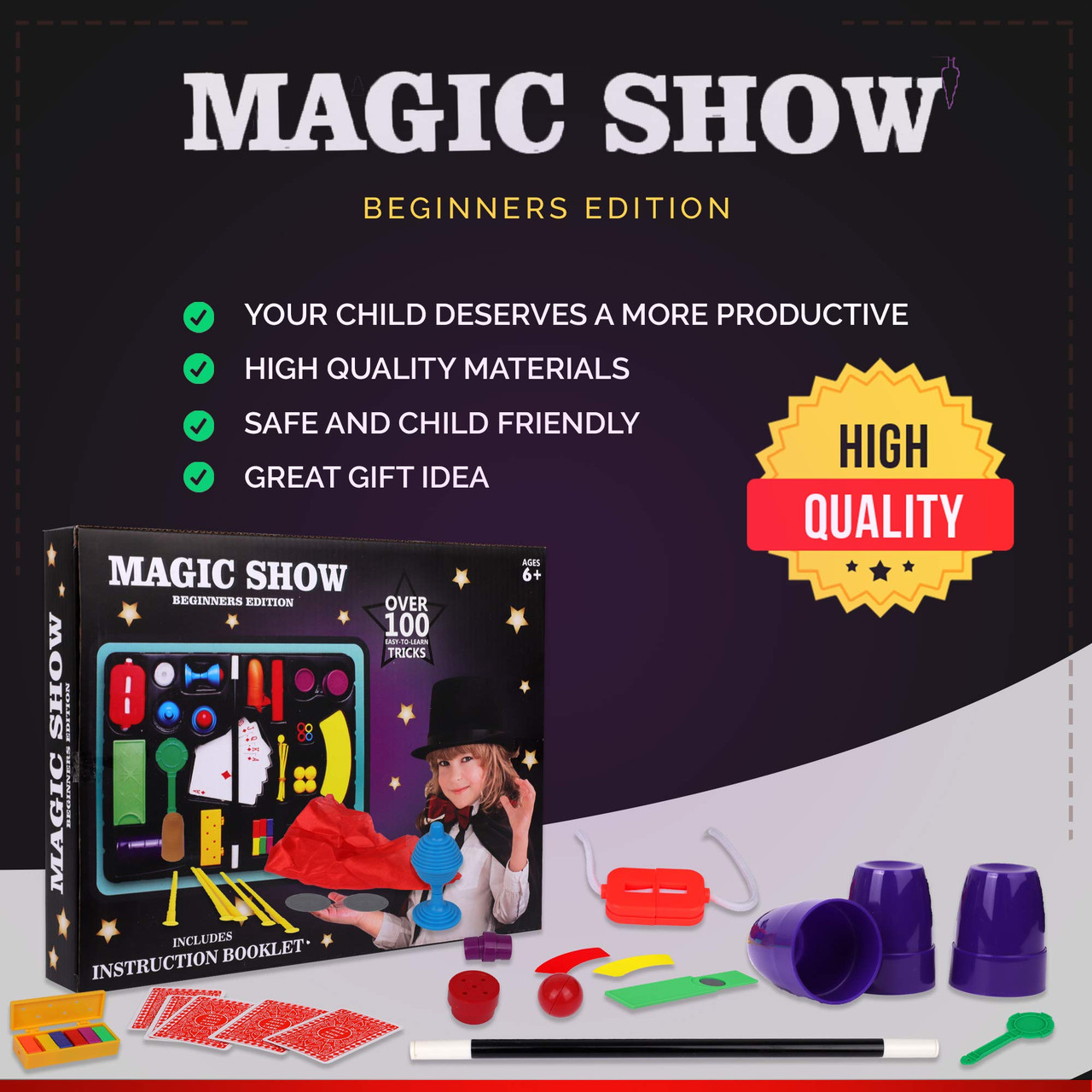 Playkidz Magic Trick for Kids Set 2- Magic Set with Over 35 Tricks Made  Simple, Magician Pretend Play Set with Wand & More Magic Tricks - Easy to