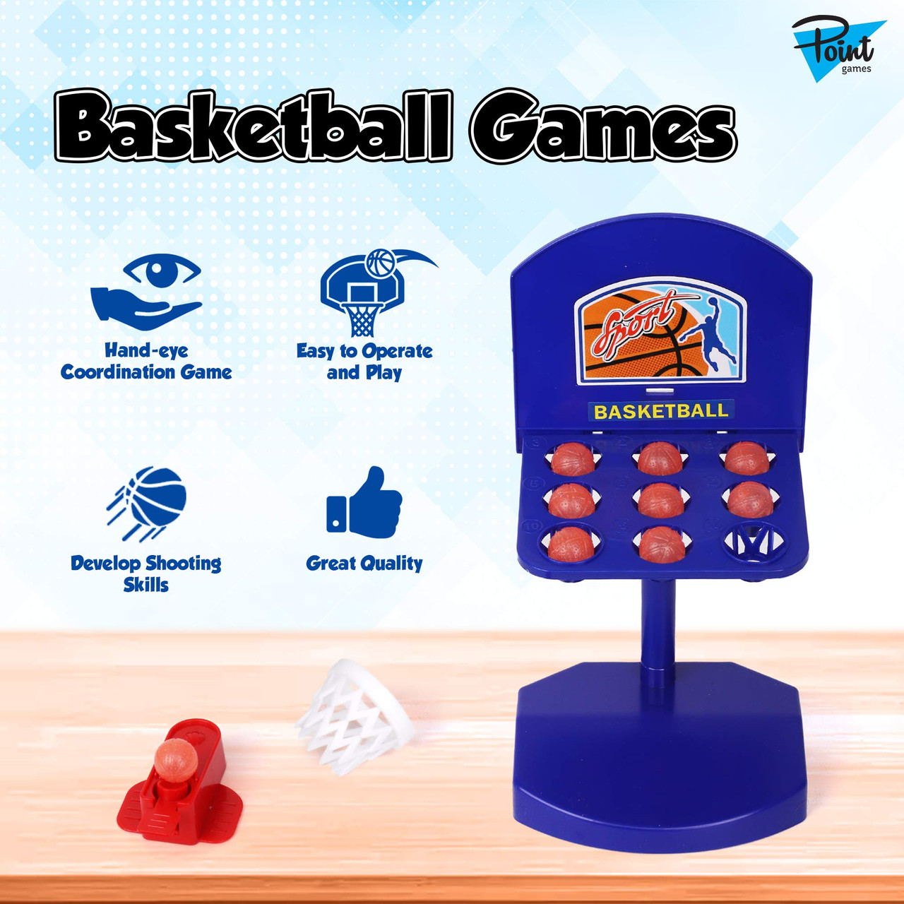 Point Games 2 in 1 Basket Ball Games with Launcher