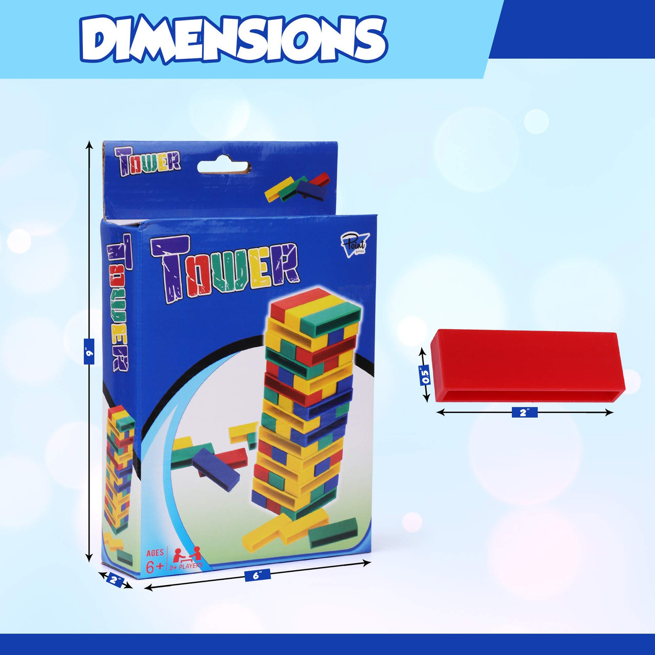 Point Games Tower - Stacking Blocks Game - Toppling Balance Tower Games -  Developmental & Interactive Puzzle, Test Stabilizing Skills- Ages 6+