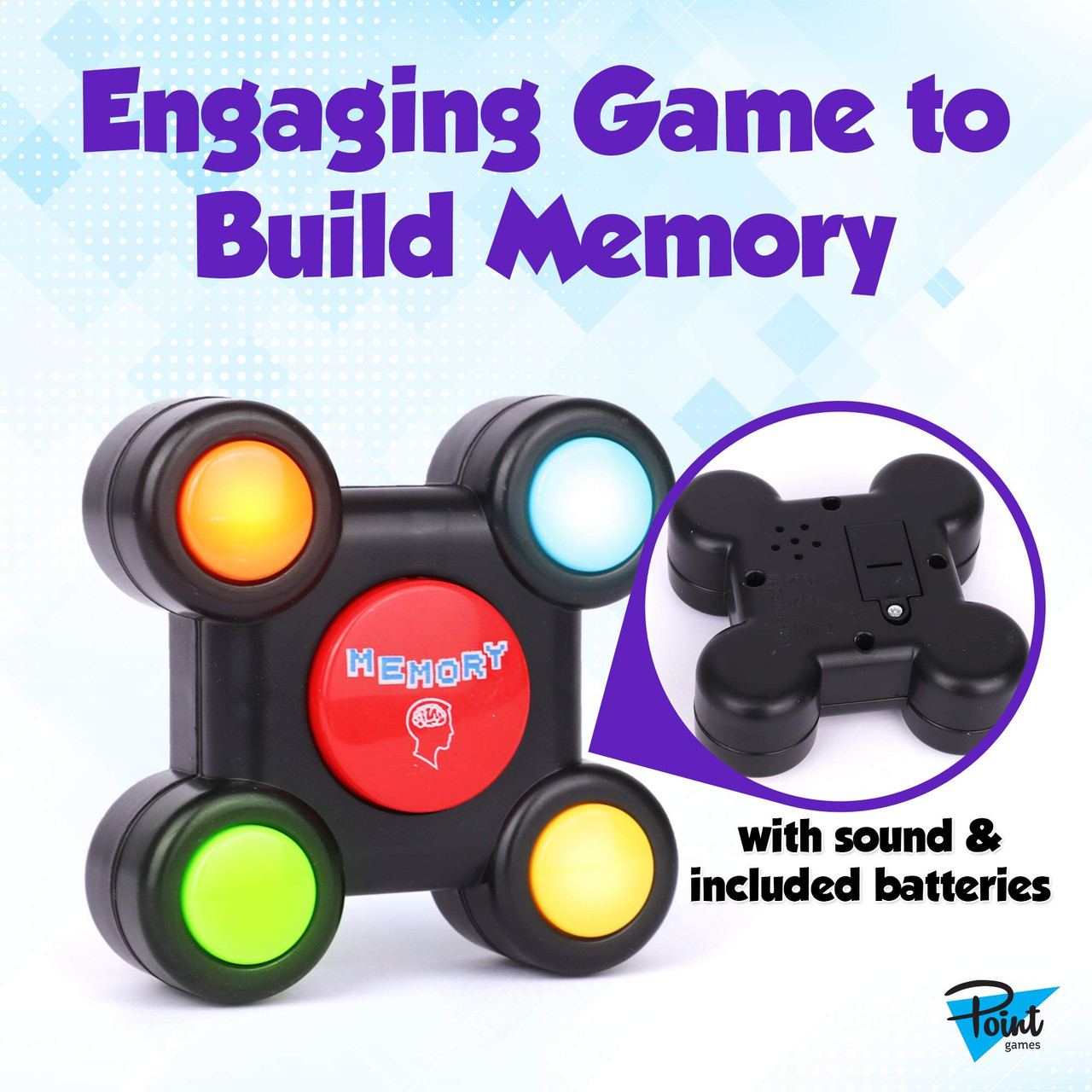 Educational Brain Teaser Memory Game,15 Key Handheld Memory Game with Light  & Sound,2 Gaming Mode Electric Point Brainy Game for Adult & Kid,Brain