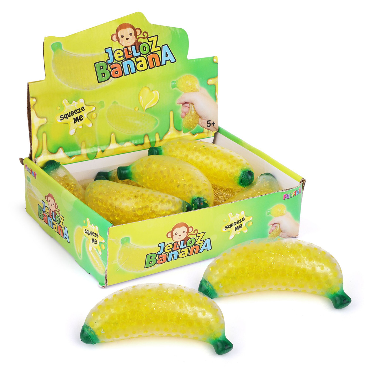 2 Banana Water Bead Filled Squeeze Stress Ball - Sensory, Stress