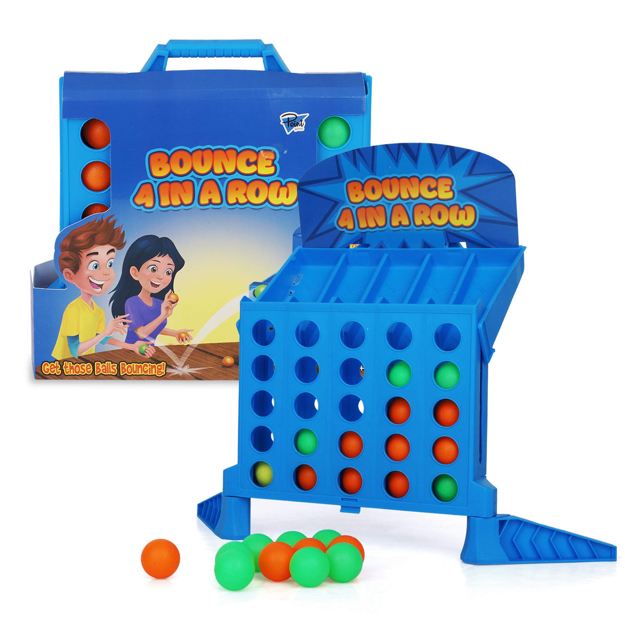 Point Games Bounce 4 in a Row - Travel Friendly Storage Case- Classic Board  Games w Twist 
