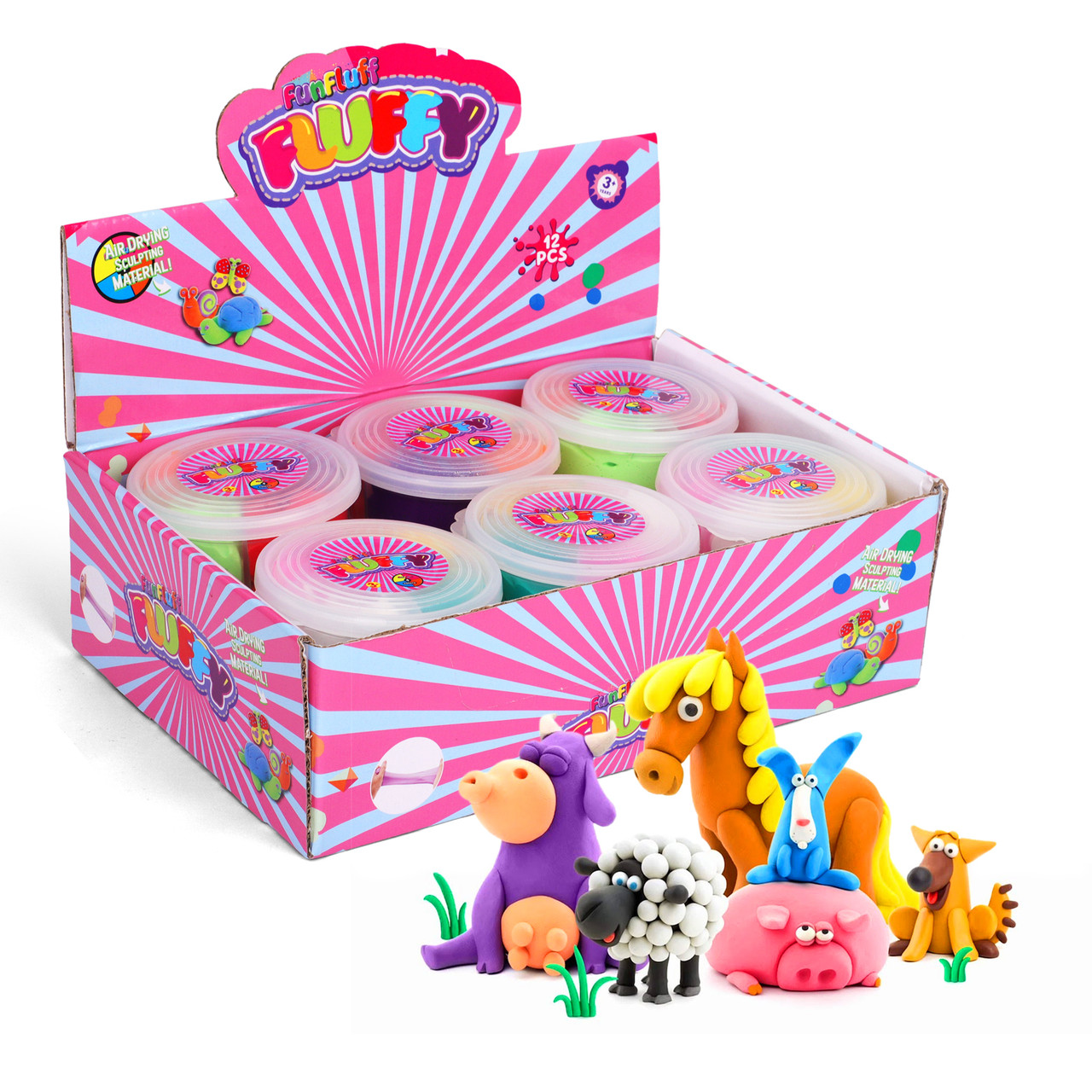 Playkidiz FunFluff Fluffy Magic Clay, Air Drying Sculpting Art