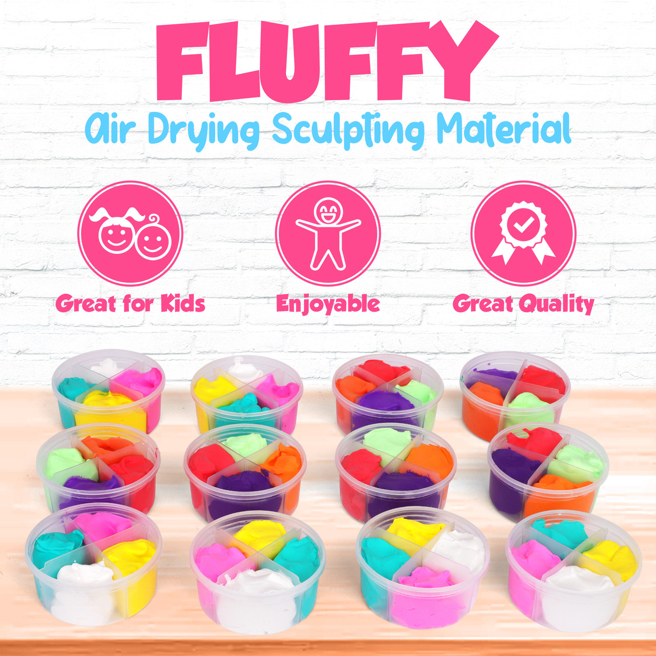 Playkidiz FunFluff Fluffy Magic Clay, Air Drying Sculpting Art