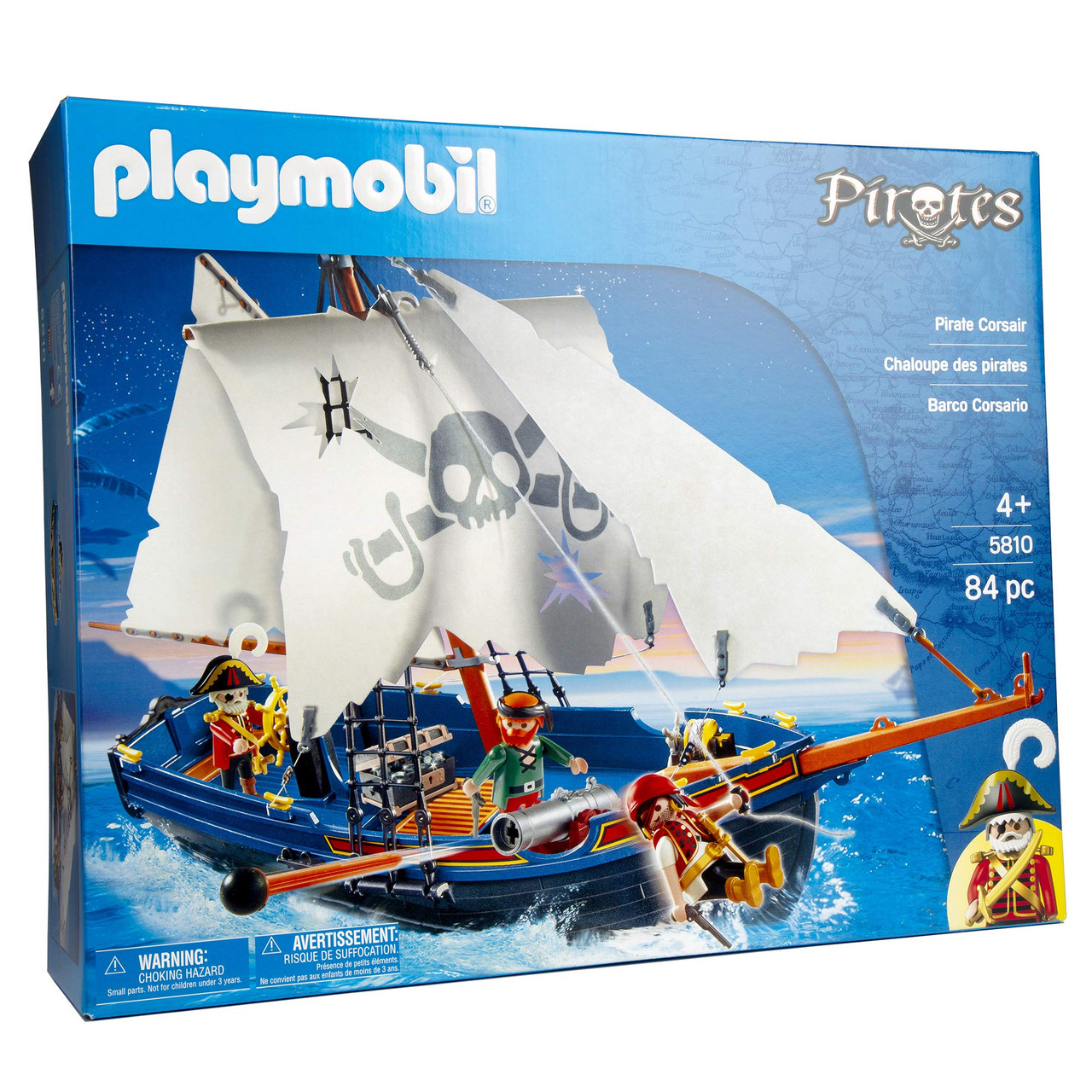 PLAYMOBIL Boat Pirate Corsair 84 Parts Boat Of Pirates And Figurines 5810