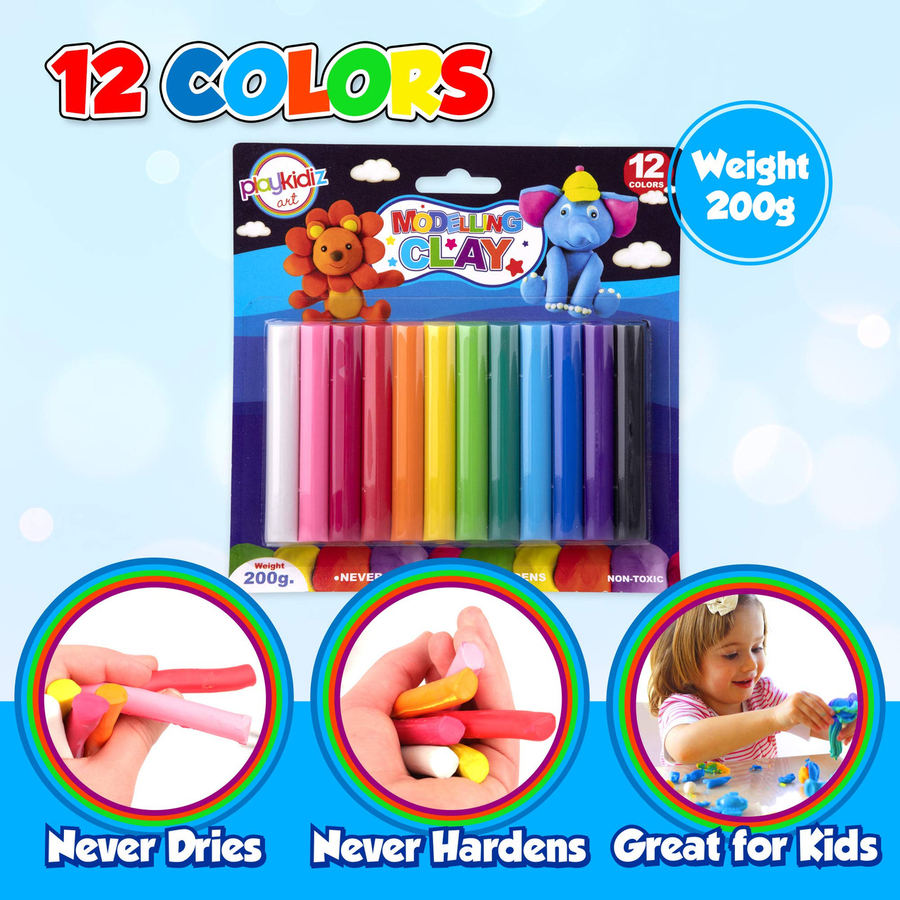 Playkidiz Art Modeling Clay 4 Colors, Beginners Pack, STEM Educational DIY  Molding Set, at Home Crafts for Kids - Toys 4 U