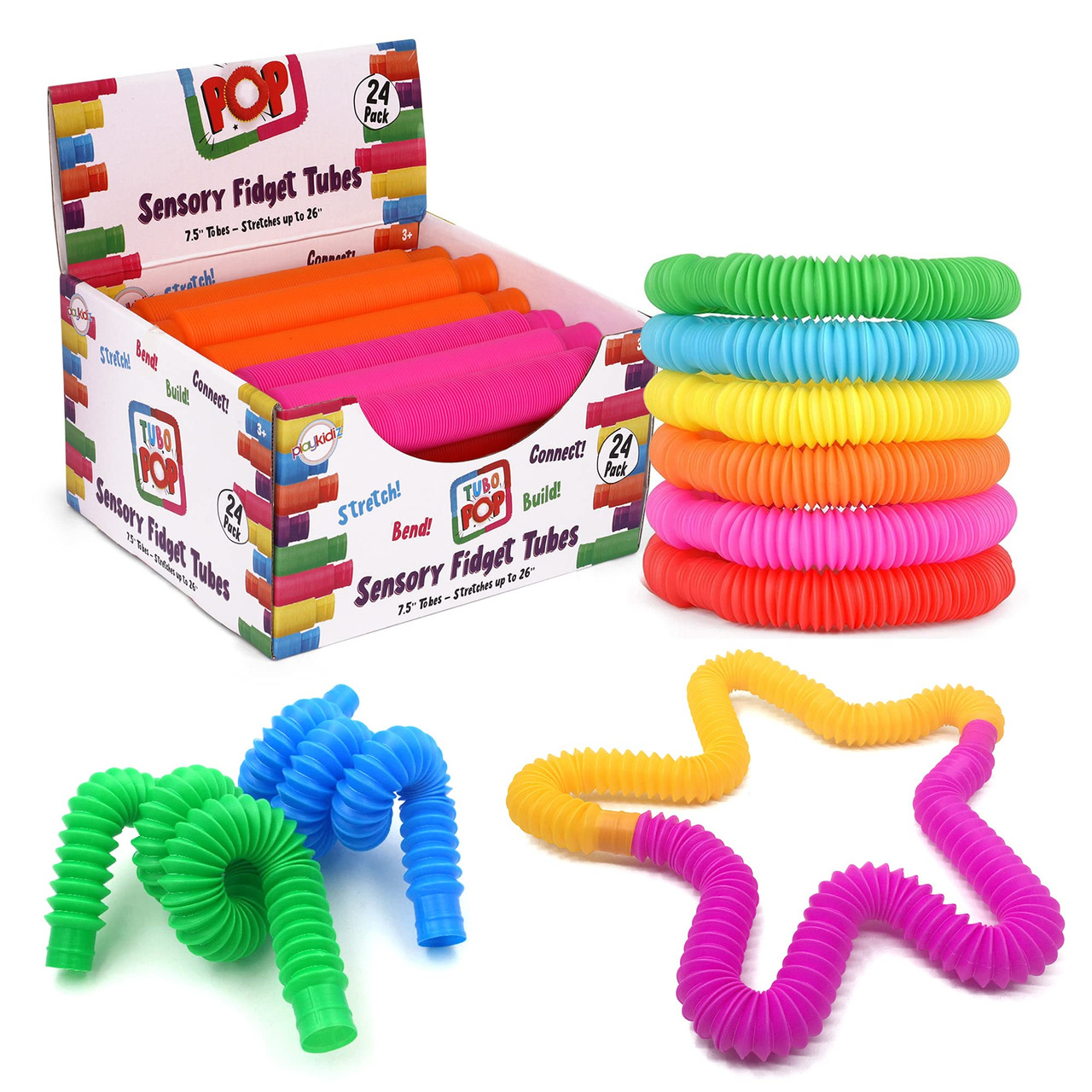 JA-RU Pull Pop Tubes Sensory Fidget Toys Pop Play Tubes Sensory Toys