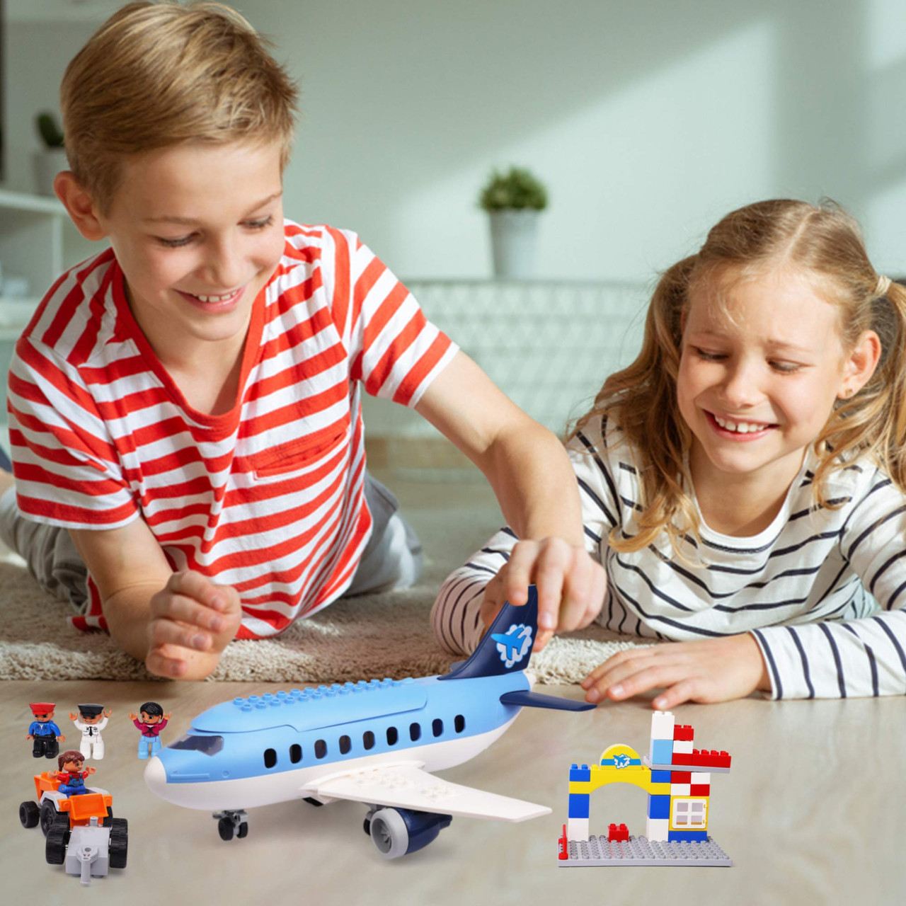 Plane Building Blocks Play Build Airplane Building Blocks Set - 69 Pieces - STEM Set w ...