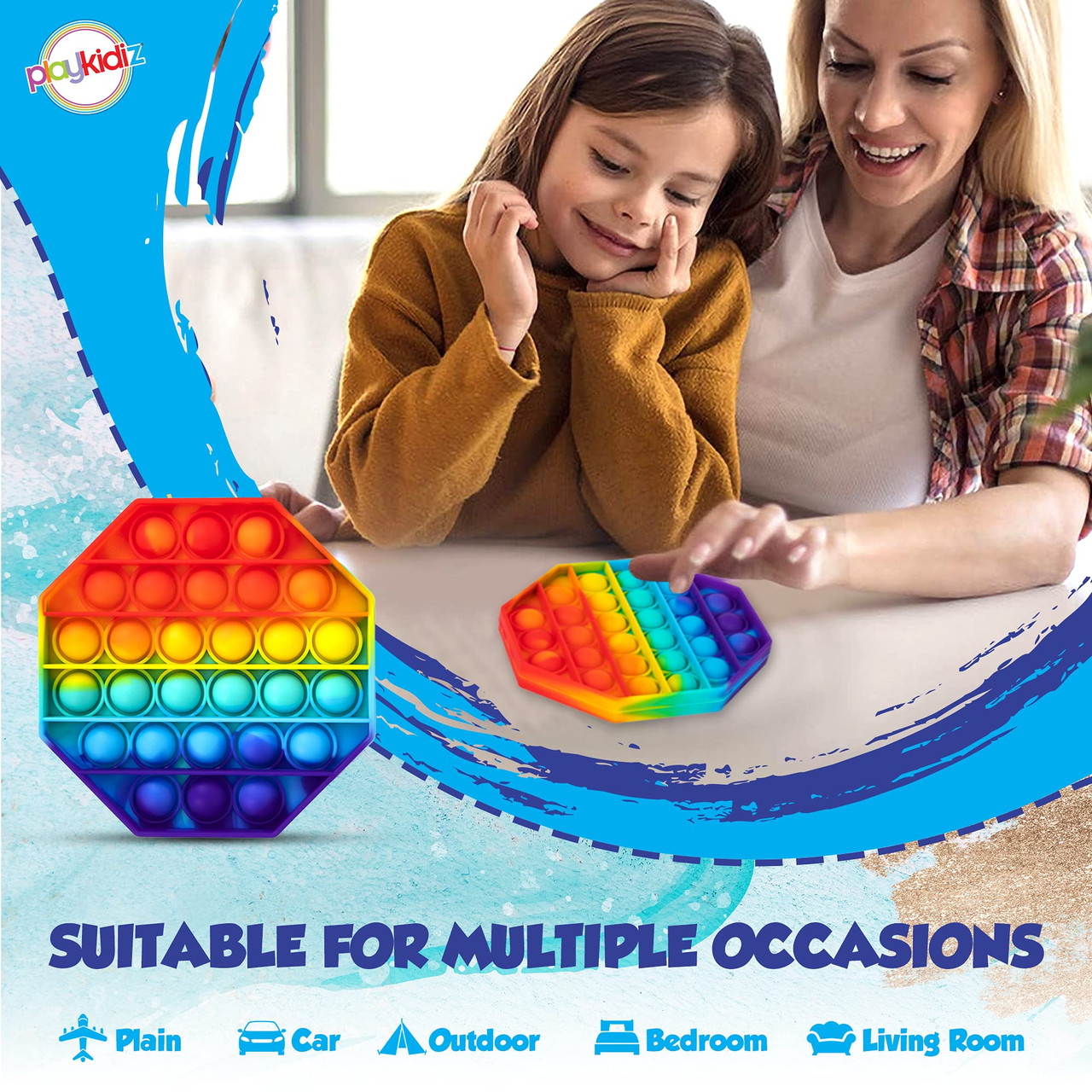 Pop It Fidget Toys - Lot De 4 Jouets Sensoriels En Silicone, Bulles à Presser Pour Anti-stress, Enfants Et Adultes - 12