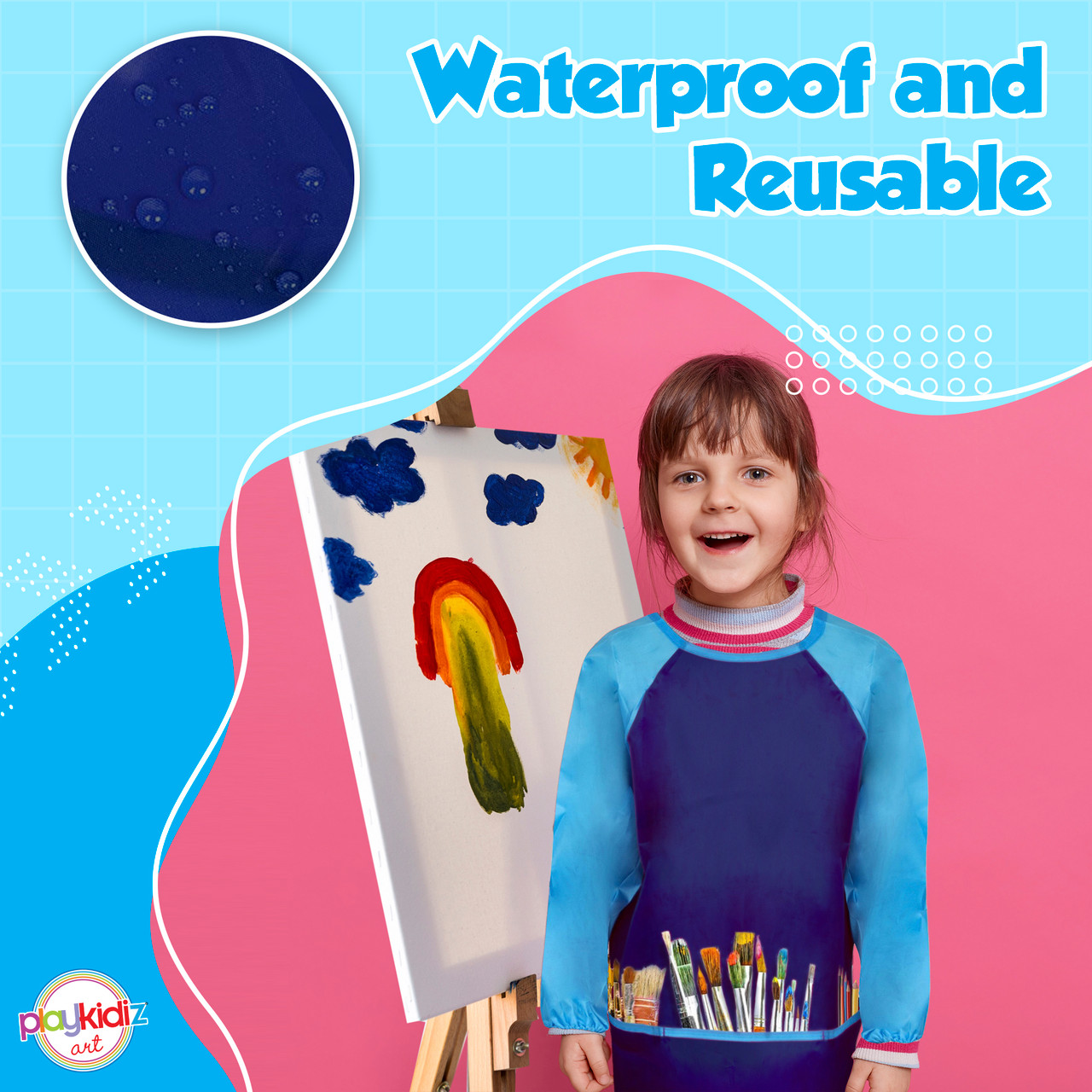 Kids Art Smocks & Brush Set