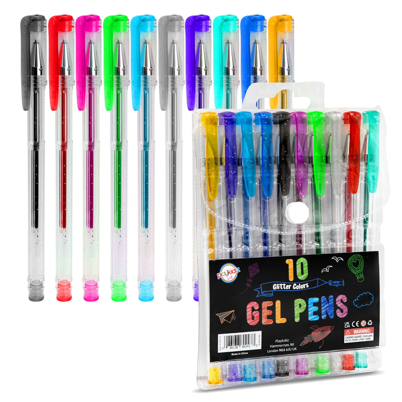 Playkidz Gel Pens, Fine Point Colored Pens Great for Adult Coloring Book,  Classic Vibrant Colors 10 Pack, Journaling, Crafting, Doodling, Drawing Fun  - Toys 4 U