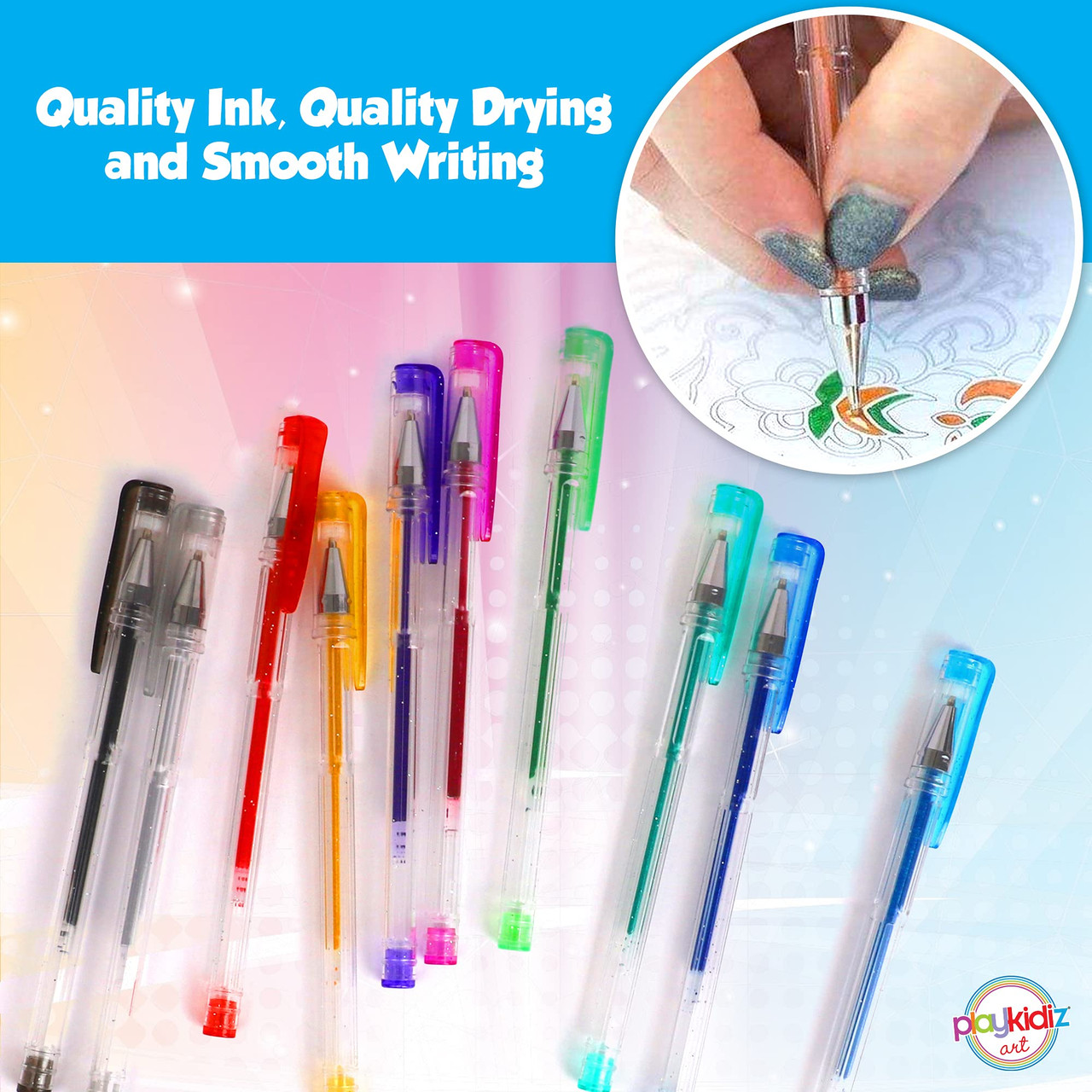 Playkidiz Gel Pens, Fine Point Colored Pens Great for Adult