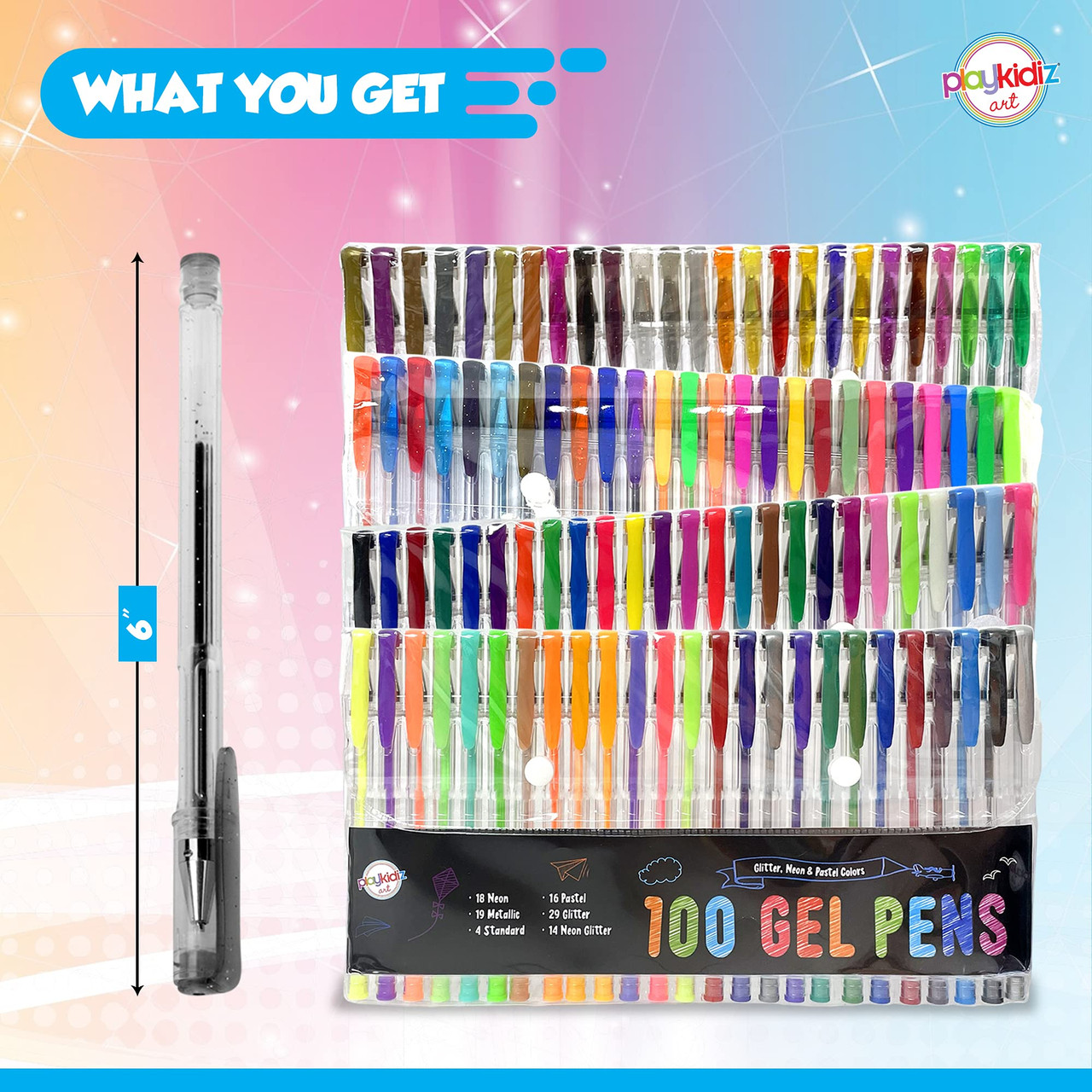 200 Pack Glitter Gel Pens Set, Smart Color Art 100 Colors Gel Pen with 100 Refills for Adult Coloring Books Drawing Painting Writing