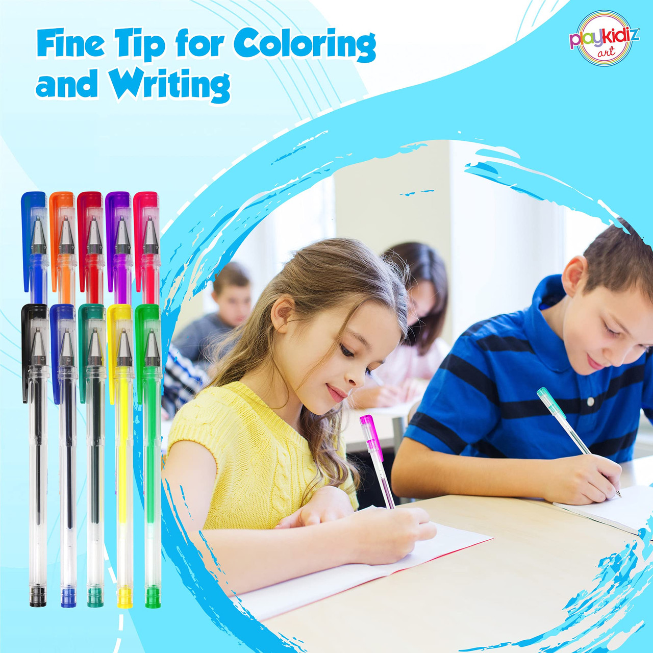 Playkidz Gel Pens, Fine Point Colored Pens Great for Adult